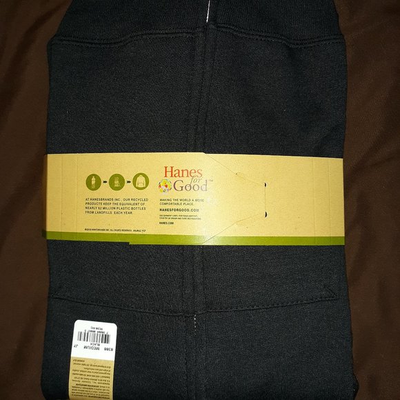 New Men's Hanes Ecosmart Black Sweatshirt Medium - Picture 2 of 2